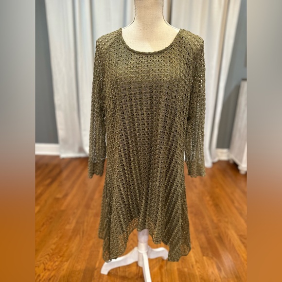 Indigo Soul olive green mesh tunic top women’s size 2X EUC - Picture 1 of 7